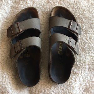 Taupe leather Arizona style Birkenstocks